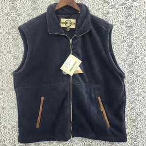 NWT North End Full Zip Fleece Sweater Vest Jacket Mock Neck Men's L Navy Blue